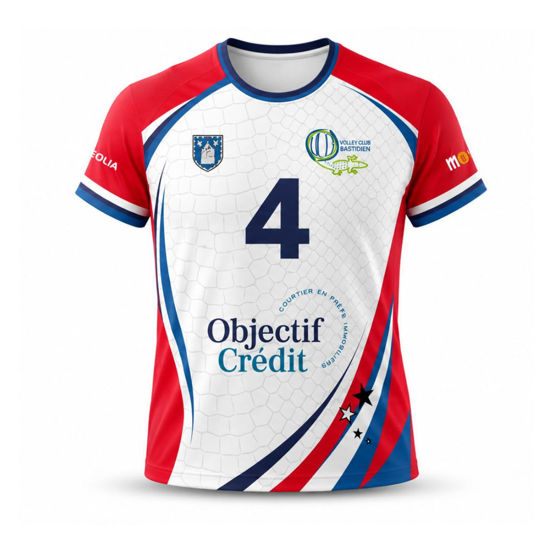 T-shirt Rouge / Bleu - Volley Club Bastidien