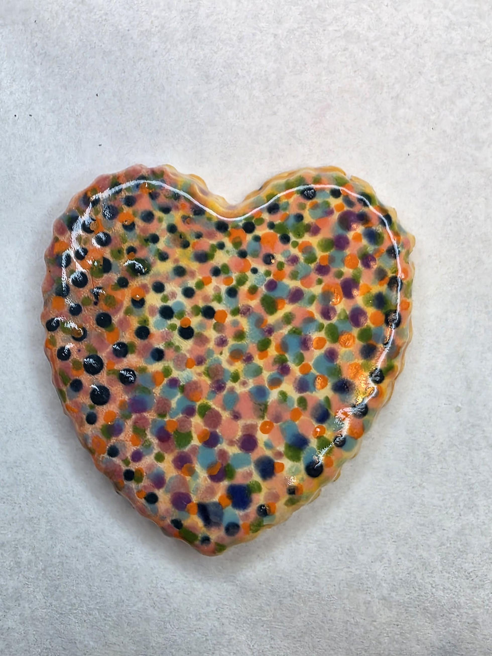 Thumbnail: Wearable Ceramic Wavy Heart Magnet – Hand-Painted Dot Art Brooch Magnet |