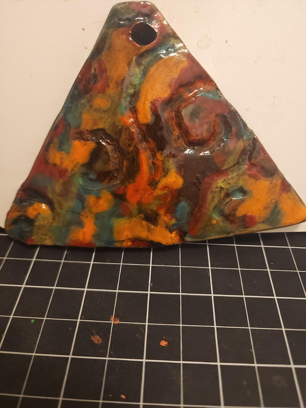 Thumbnail: Handcrafted Abstract Triangle with Colorful Swirl Design – Magnet