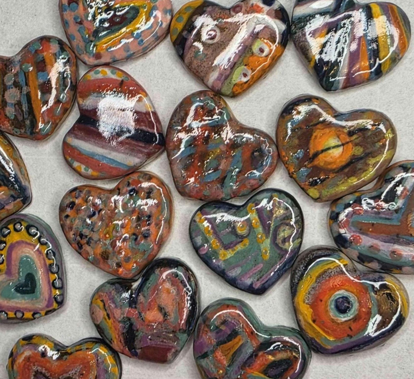 Blast of Color Ceramic Heart Magnets - Wearable Art Too [Sold Individually]