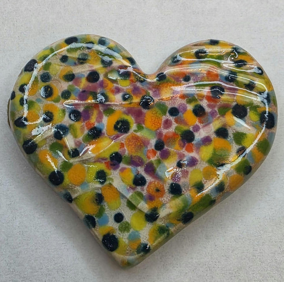 Thumbnail: Wearable Ceramic Bubble Heart Magnet – Hand-Painted Dot Art Brooch Magnet |