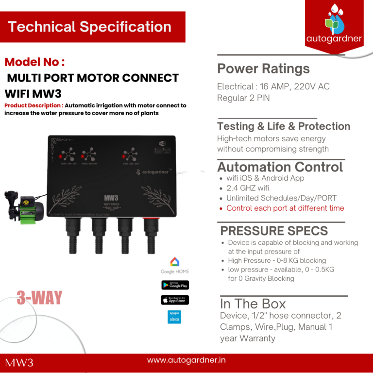 Thumbnail: autogardner MW3 Multiport 3-Way Motor Connect WiFi plants auto watering Misting
