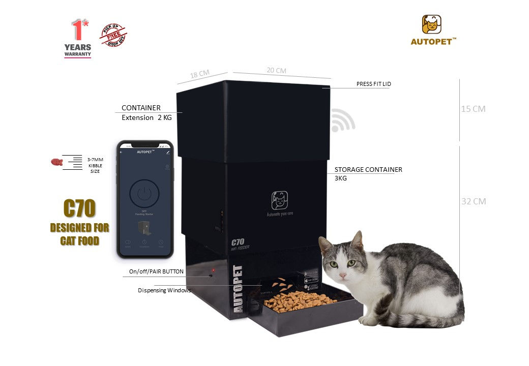 Autopet C70 Wifi Remote CAT Kitten Feeder / Dispenser