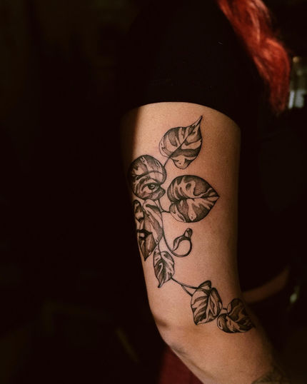 Botanical blackwork dotwork fineline 
surrealism tattoo