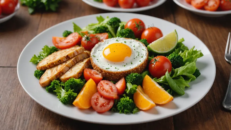 Close-up view of a beautifully arranged healthy plate
