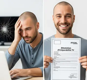 Attestation de non réparabilité TV cassé simple rapide sans déplacement.webp