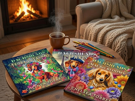 adult coloring books showing 3 different detailed dachsund coloring books for adults