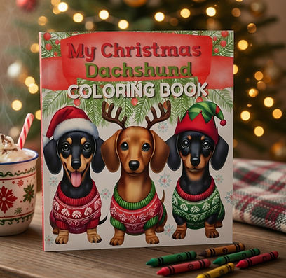 🎄 Celebrate the season with 30 festive Dachshund designs perfect for kids and dog lovers alike! From decorating trees to playing in snowy wonderlands, this joyful coloring book is a cozy Christmas treat for ages 4–8 and anyone who loves wiener dogs and holiday cheer.