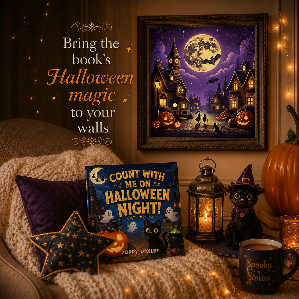 Thumbnail: Halloween Moonlight Village (Square Print)