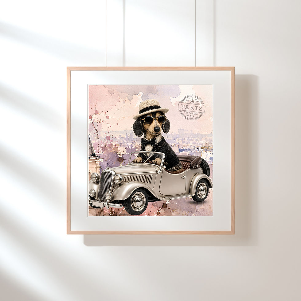 Thumbnail: Paris Adventure Pup (Square Print)