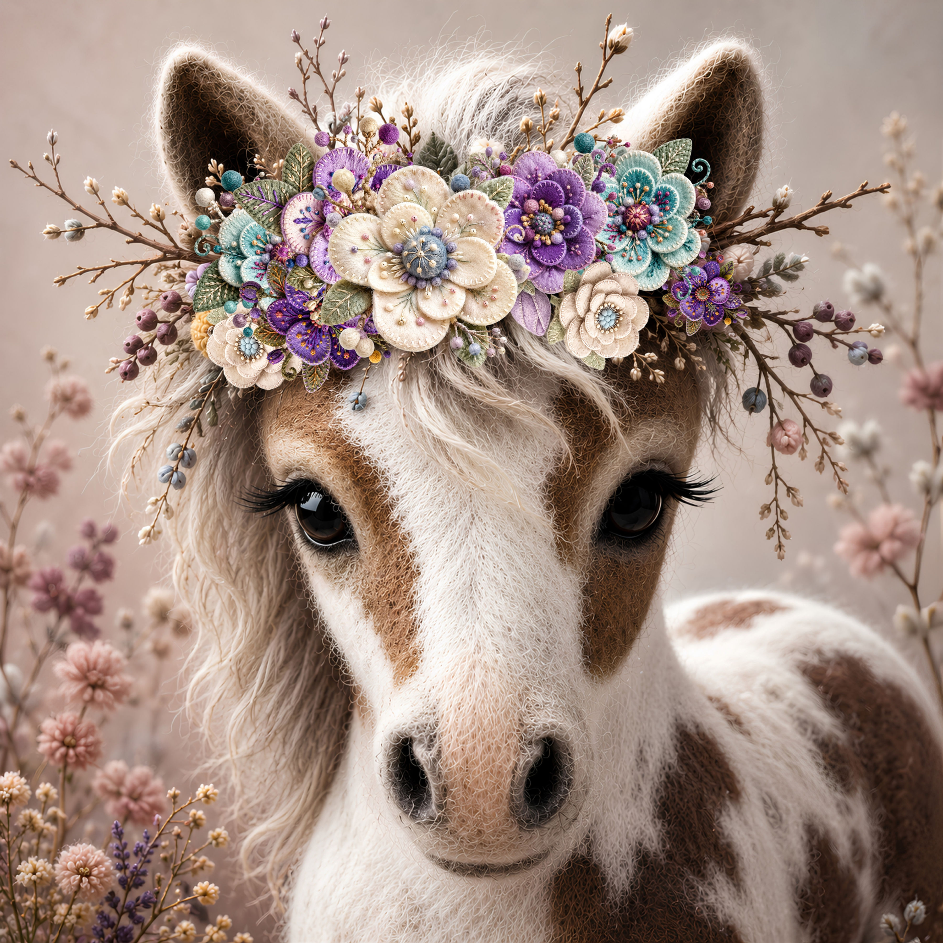 Wildflower Meadow Horse (Square Print)