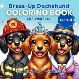 Three little dachsunds in sweet dress-up outfits.