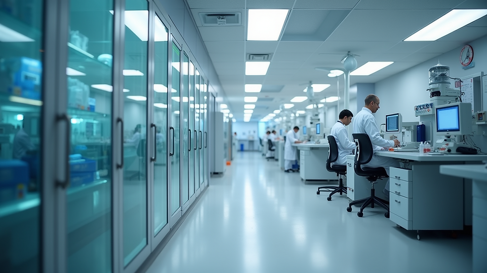 Eye-level view of a modern medical research facility