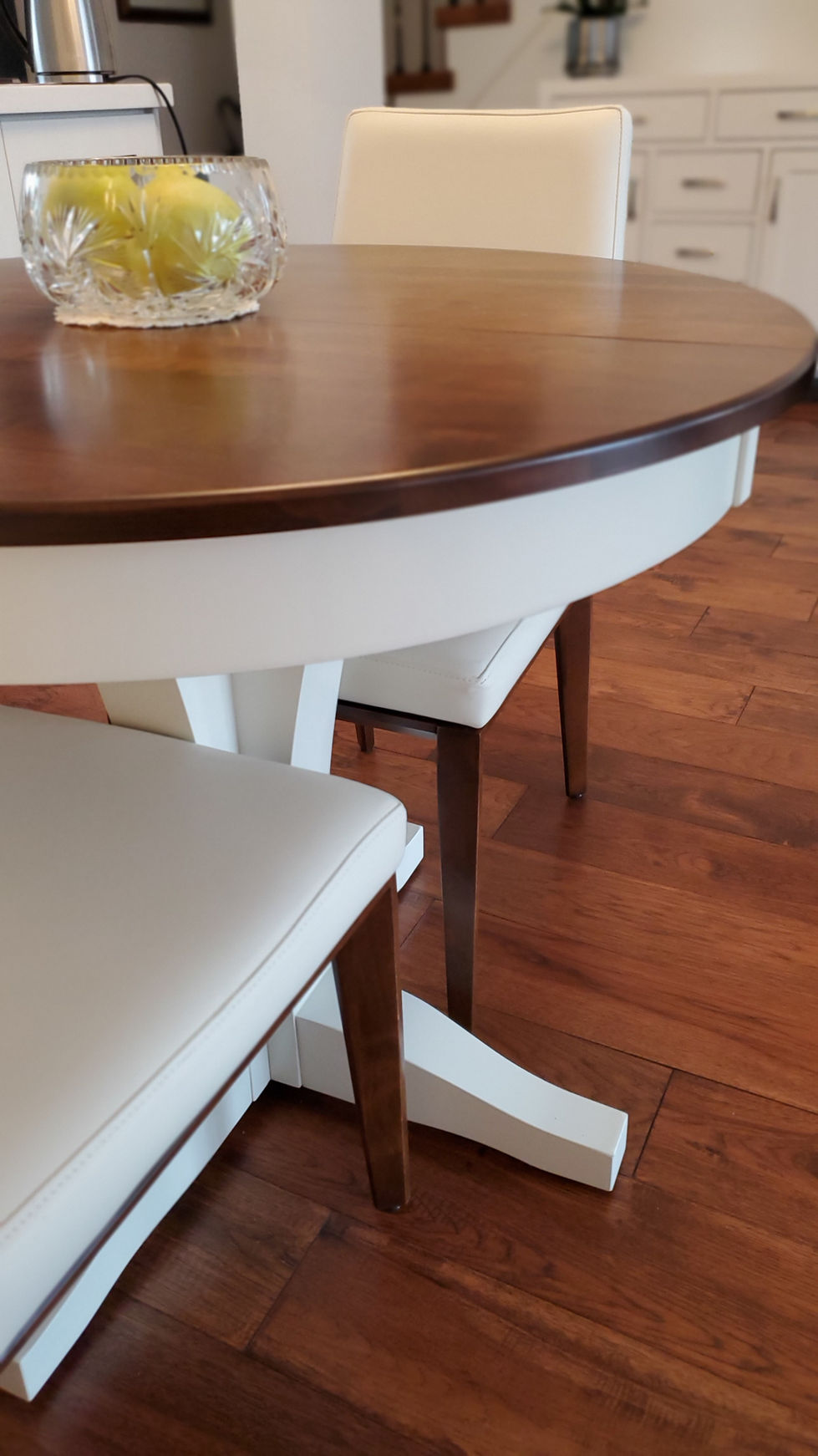Canadian-made custom solid wood dining table and chairs