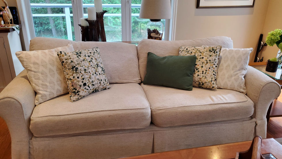 Sofa with new accent pillows