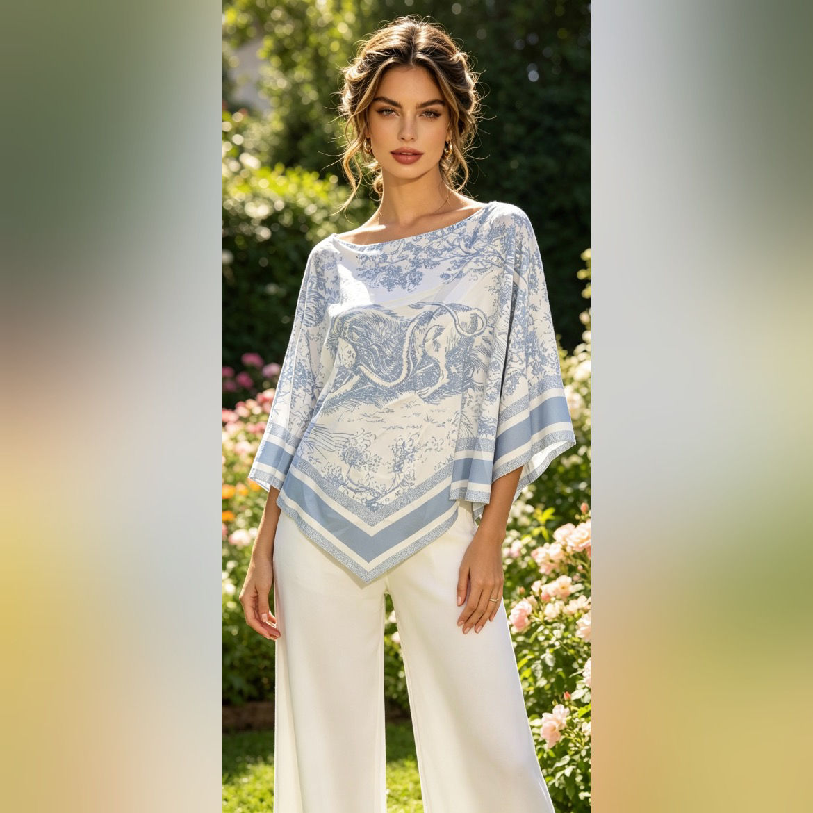 Cape Top (8-18) Baby Blue/White