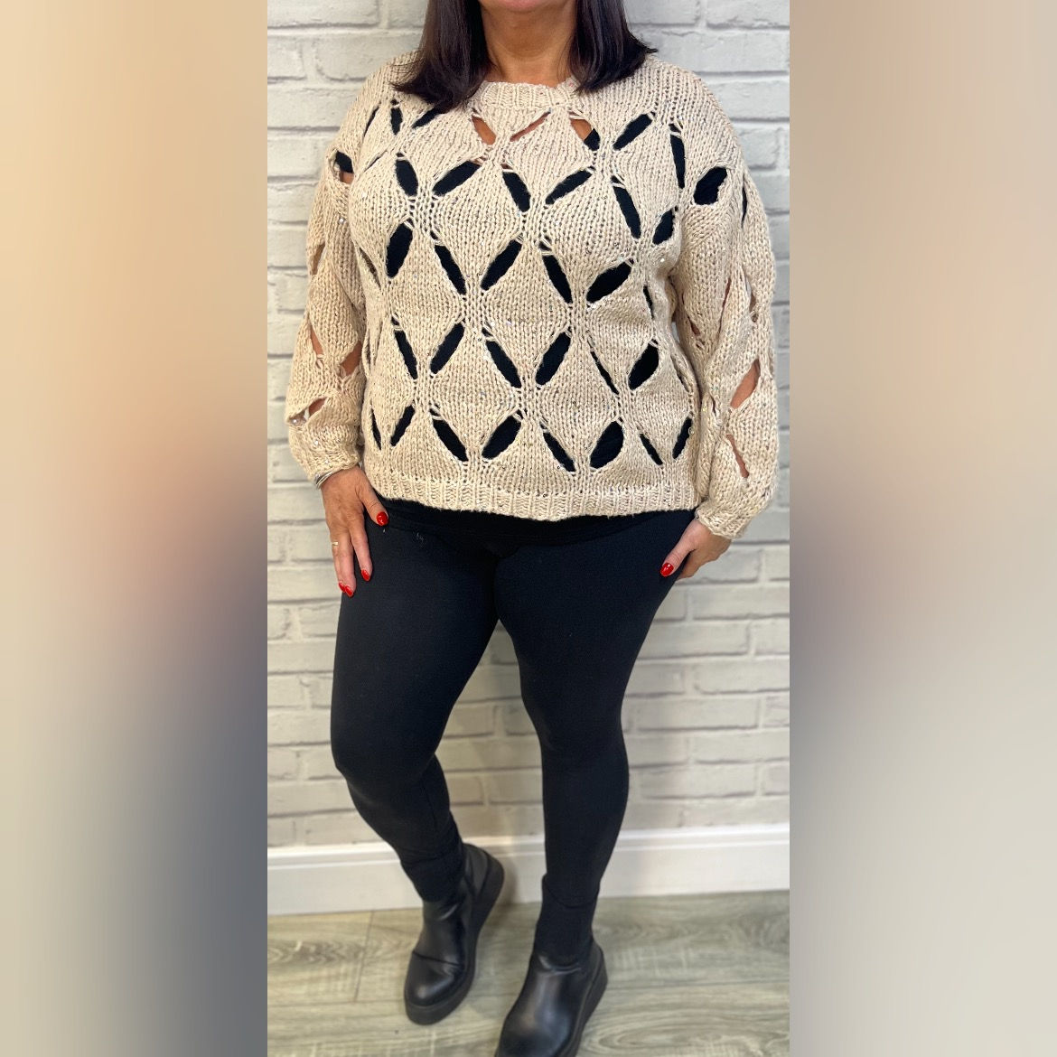 Mabel Sequin Trim Knit ( 8-18) Mocha