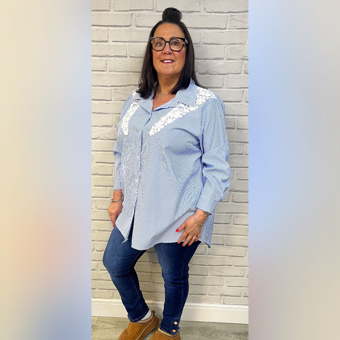 Millie Shirt ( 10-24 ) Bright Blue Stripes