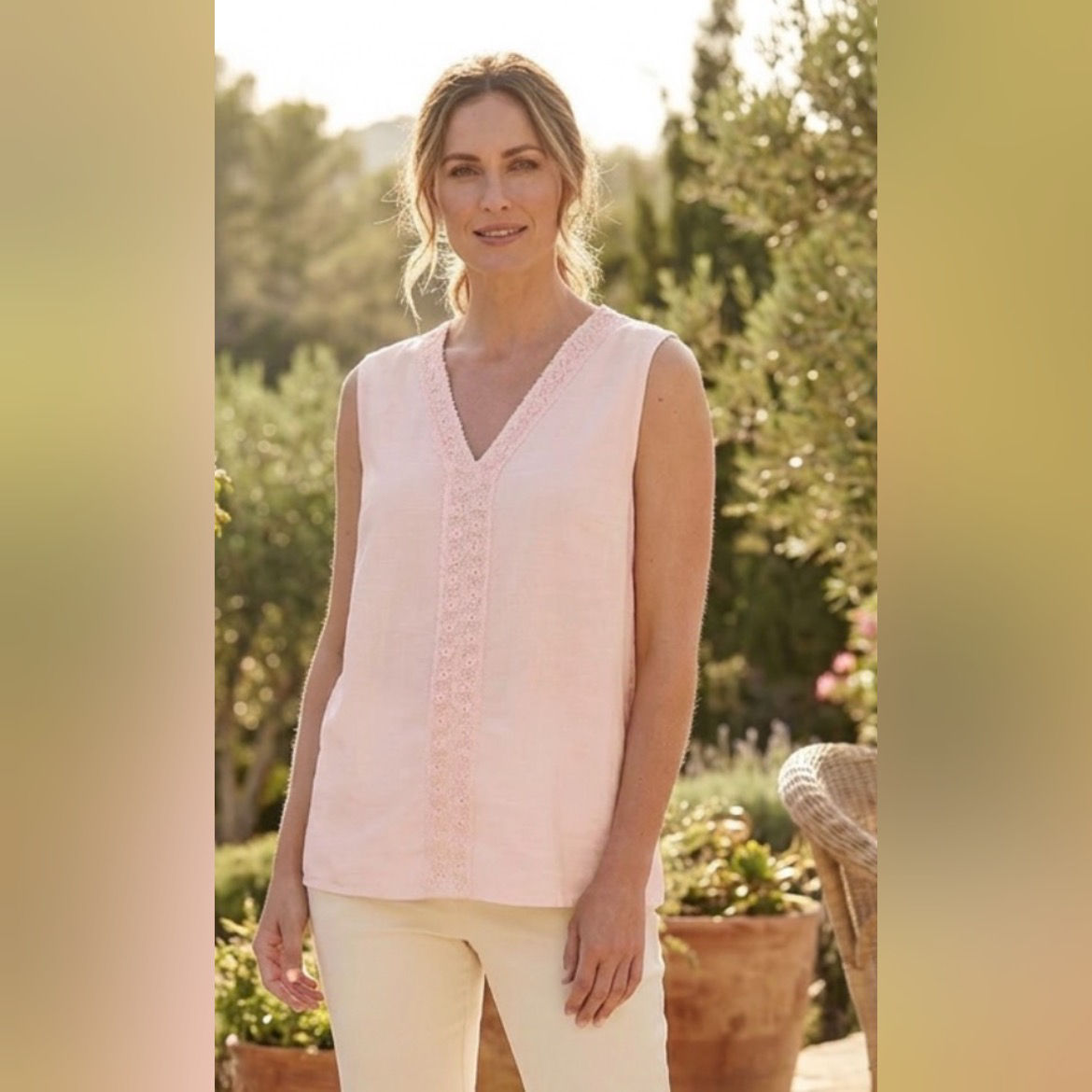 Rhea V Neck Top (8-16) Pale Pink
