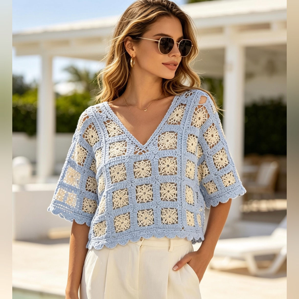 Lia Crochet Top (8-16) Cream
