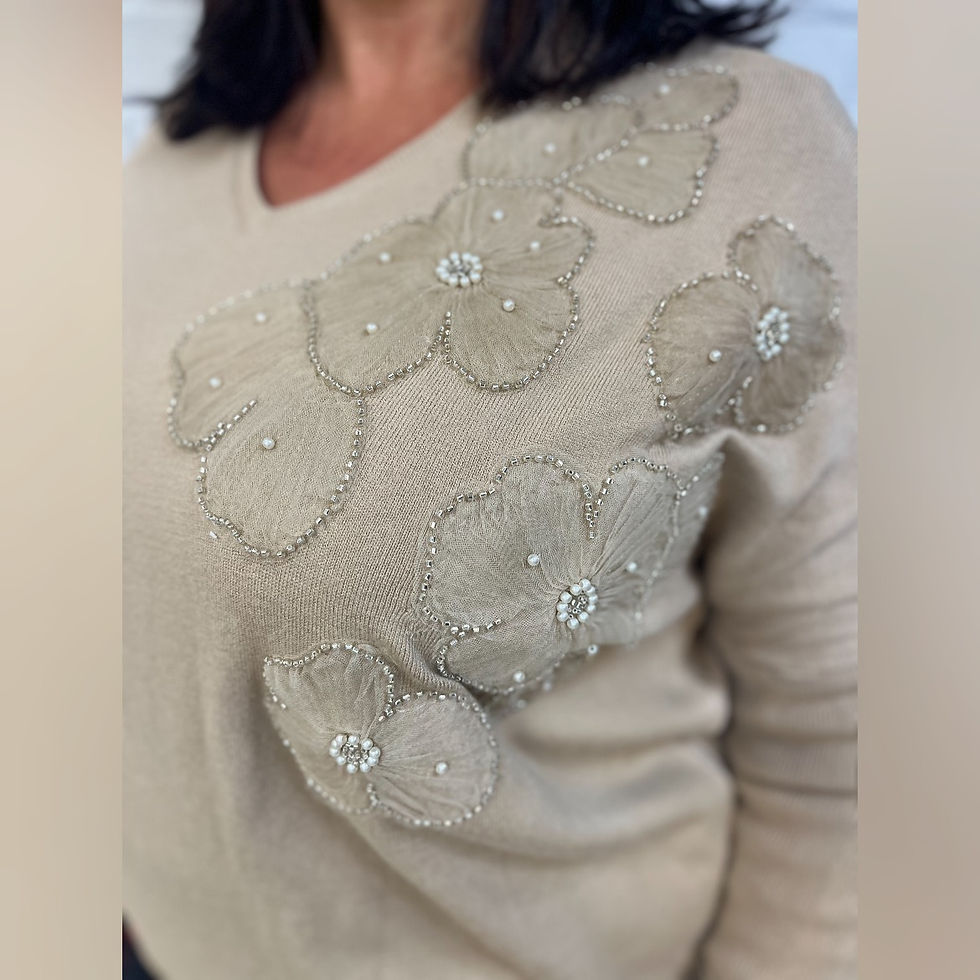 Thumbnail: Dana Flower Detail Trim Knit (10-20) Grey