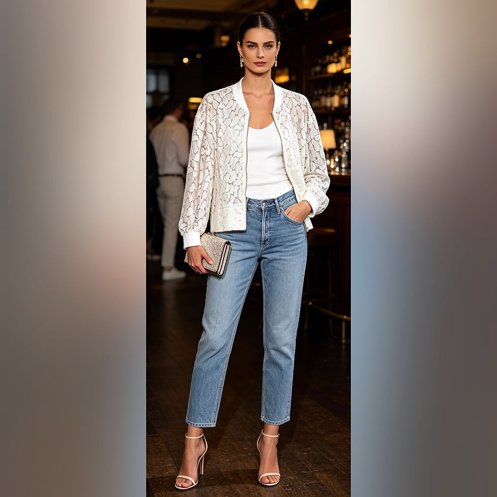 Thumbnail: Luxury Bomber Jacket (10-20) Cream