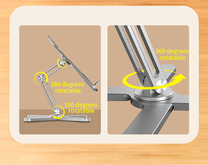 Thumbnail: Portable Aluminum Alloy Tablet Bracket Foldable Telescopic Laptop Desktop Stand 
