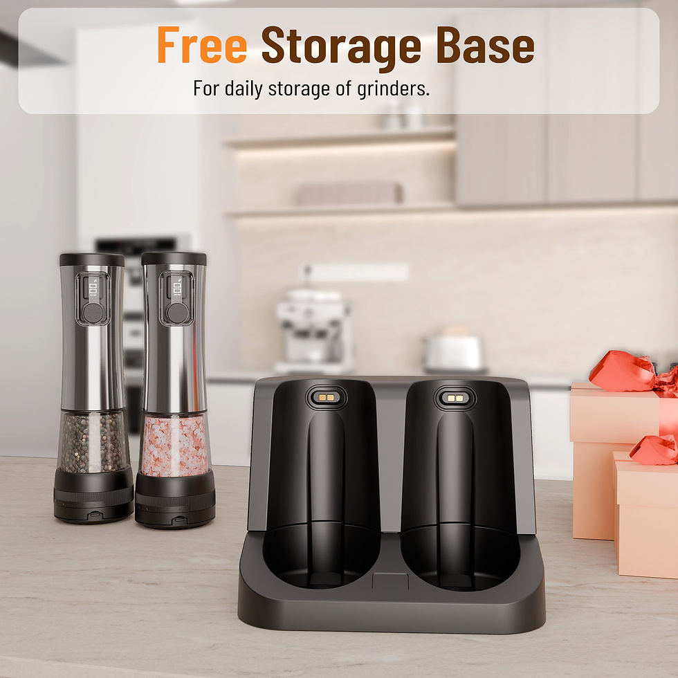 Thumbnail: Electric Automatic Pepper Salt Grinder Set with Rechargeable Base LED Electricit