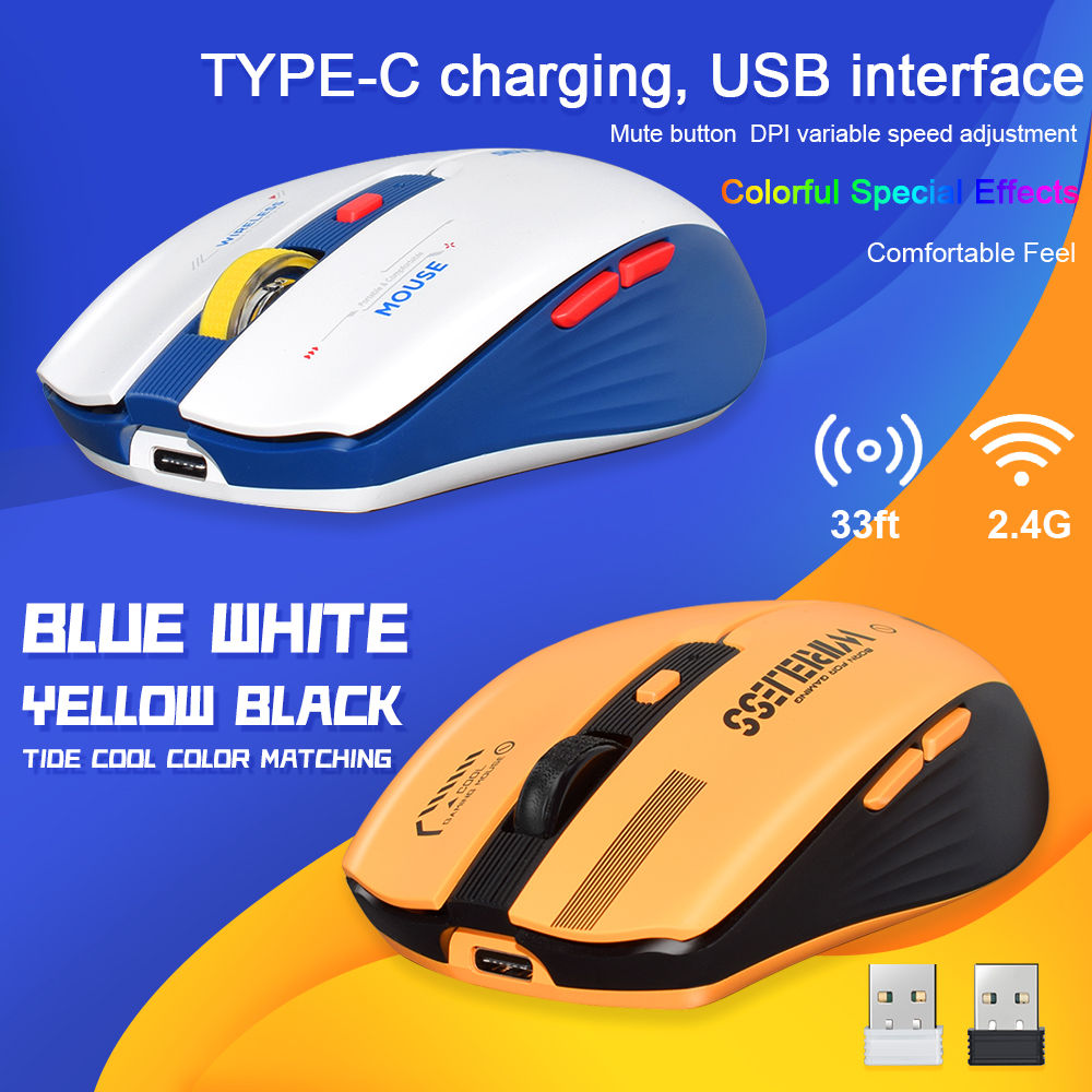 LT-T19 Ergonomic Rechargeable Gaming Mouse USB 2.4G Wireless RGB Light Desktop P