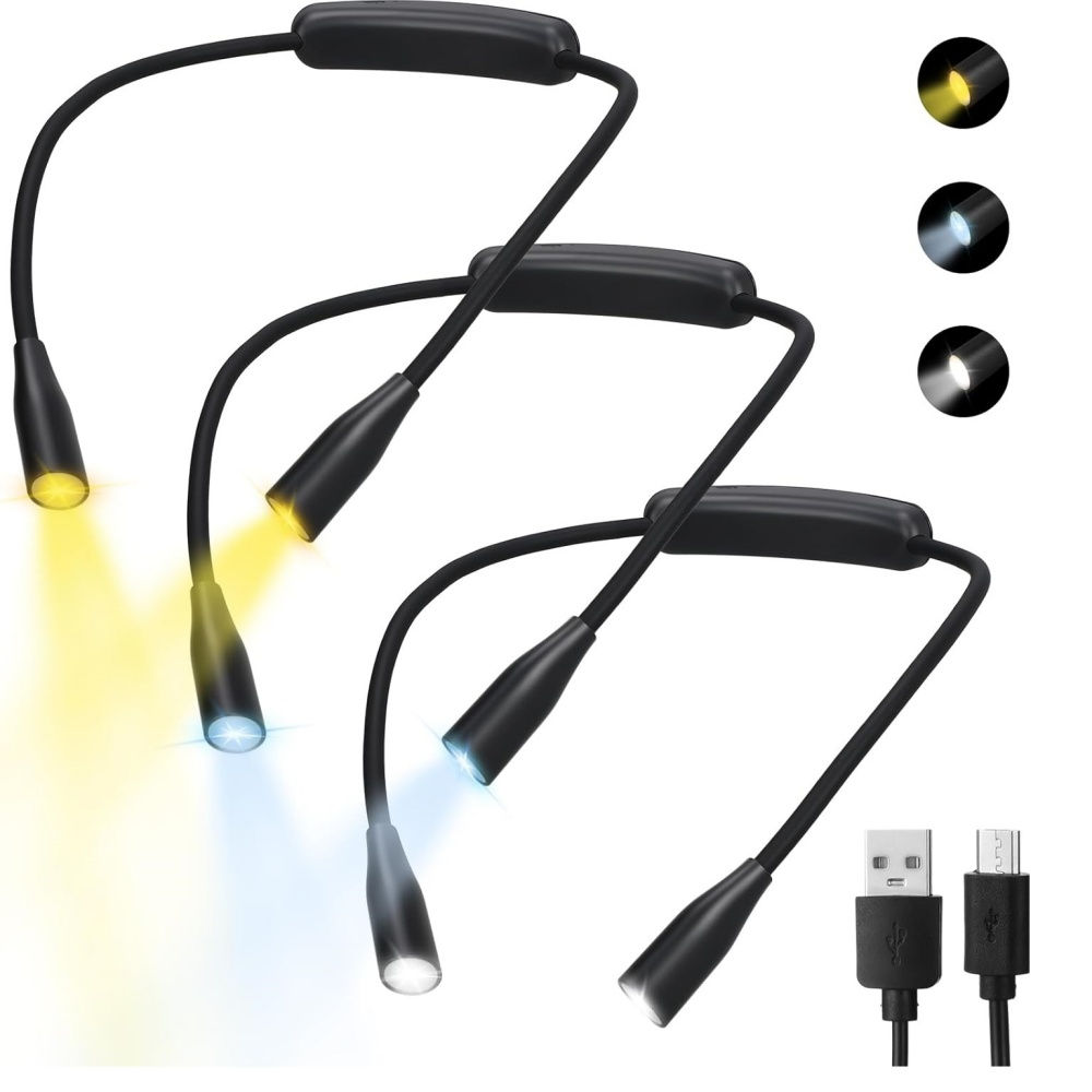 Rechargeable LED Neck Reading Lights Neck Light for Reading Lamp 3 Colors 9 Brig