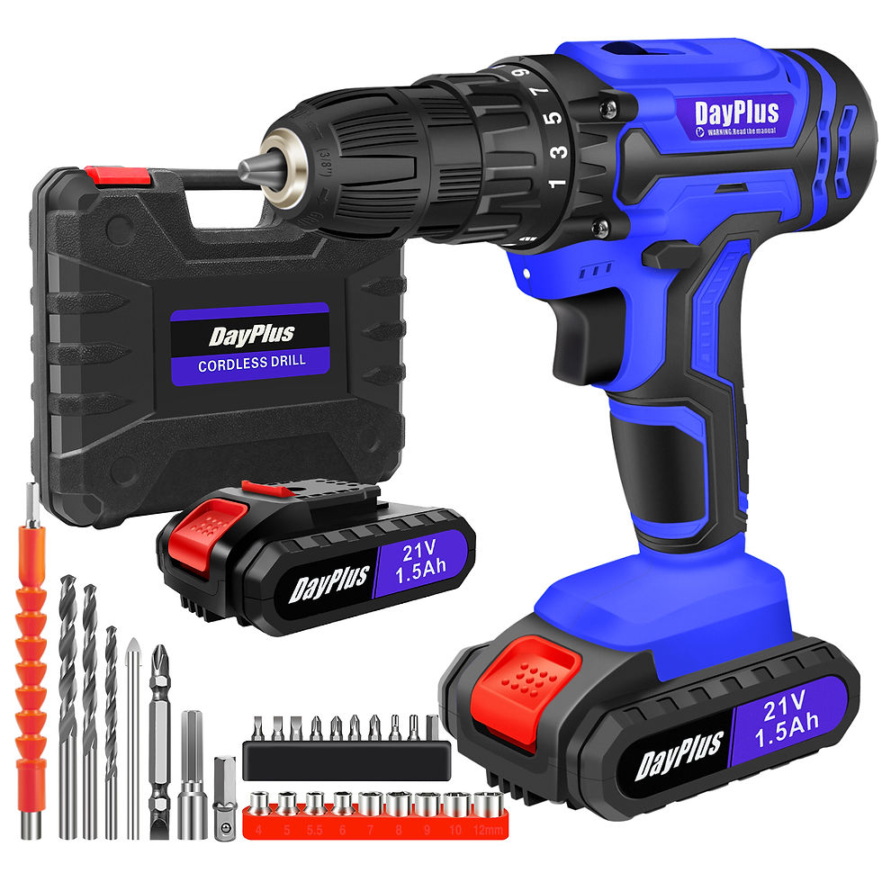Thumbnail: 21V Cordless Drill,Electric Screwdriver Tools Kit with 25+1 Torque Setting,2 Var