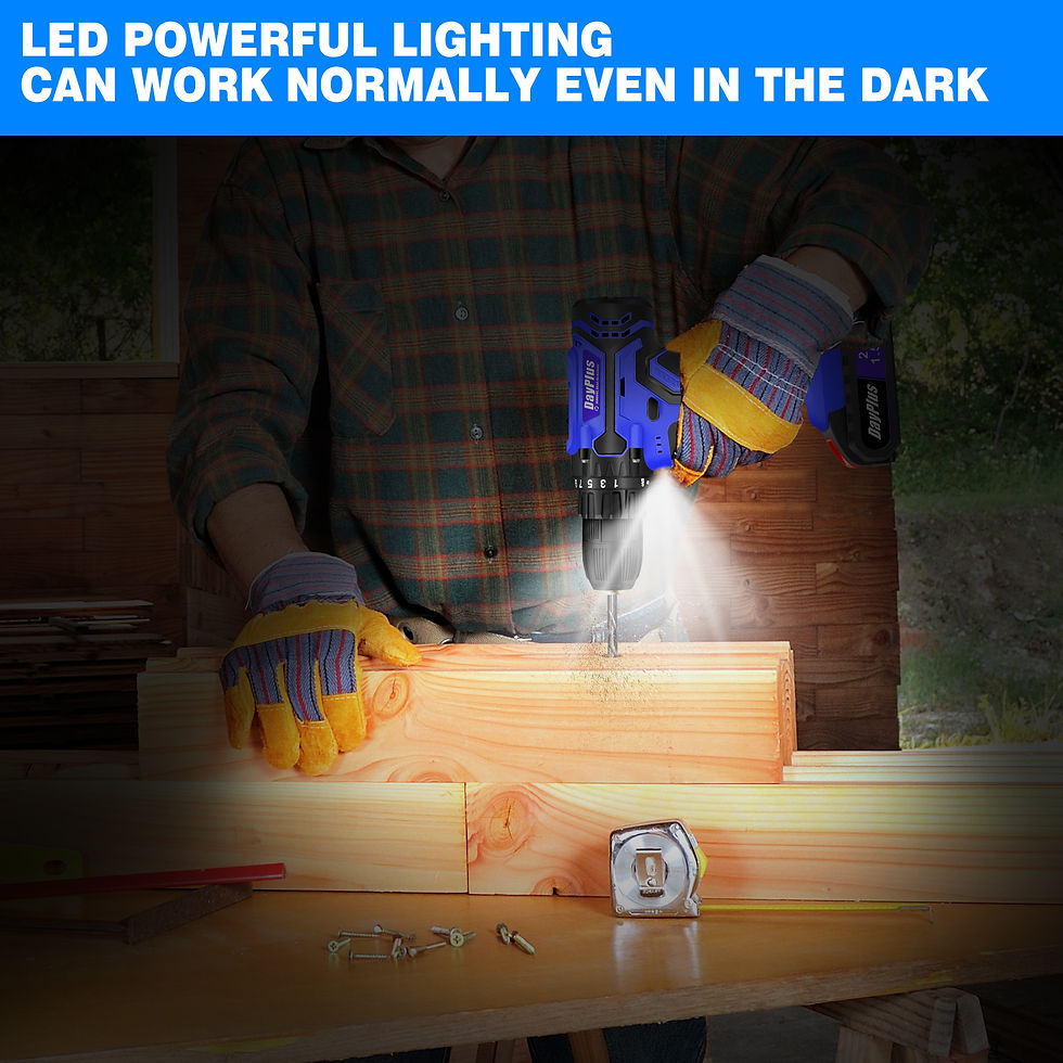 Thumbnail: 21V Cordless Drill,Electric Screwdriver Tools Kit with 25+1 Torque Setting,2 Var