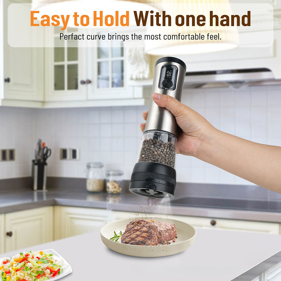 Thumbnail: Electric Automatic Pepper Salt Grinder Set with Rechargeable Base LED Electricit