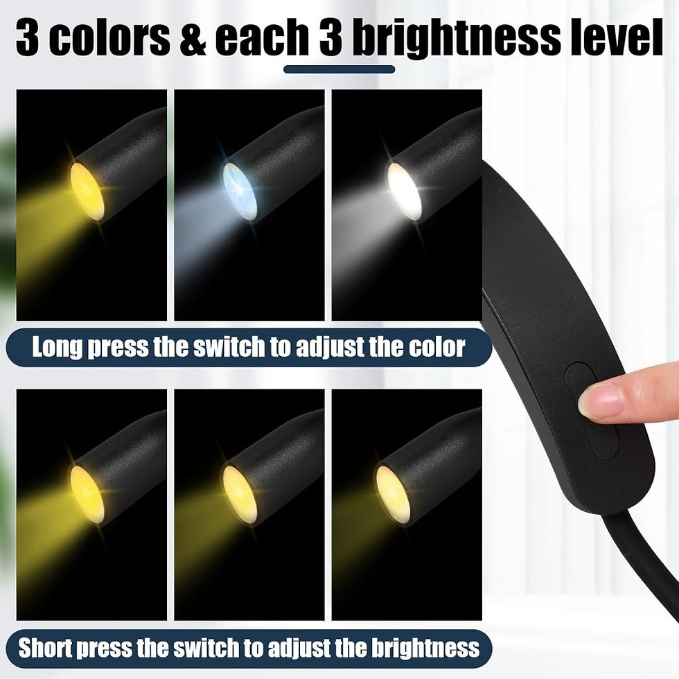 Thumbnail: Rechargeable LED Neck Reading Lights Neck Light for Reading Lamp 3 Colors 9 Brig