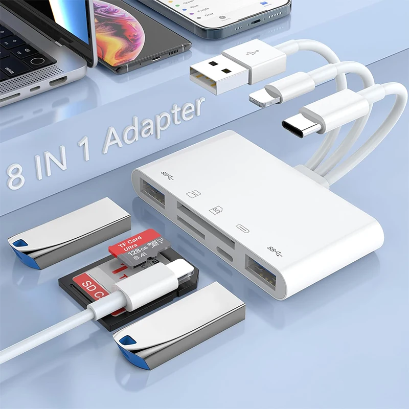 Three-wire 5-in-1 card reader, multi-function OTG converter, high-speed transmis