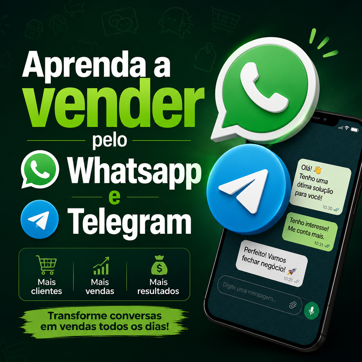 Venda pelo Telegram e Whatsapp
