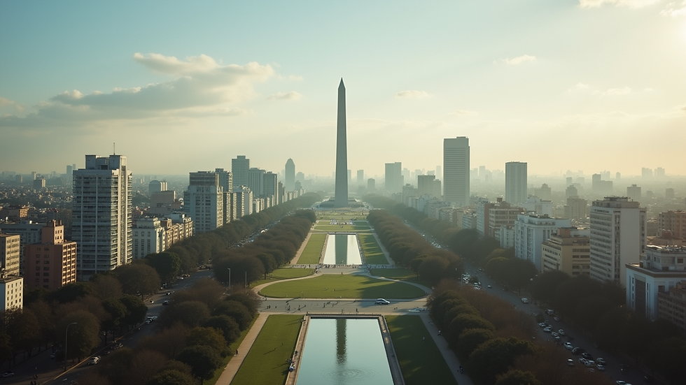 Vista aérea de Buenos Aires con el Obelisco al fondo