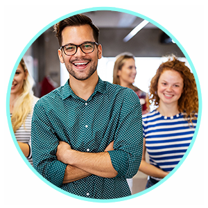 Office workers smiling at camera
