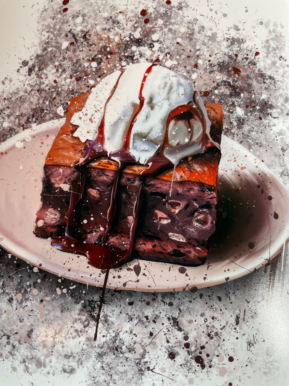 Thumbnail: chocolate, brownie, splatter, print, art, kitchen, decor, pudding, sweet, ice cream,