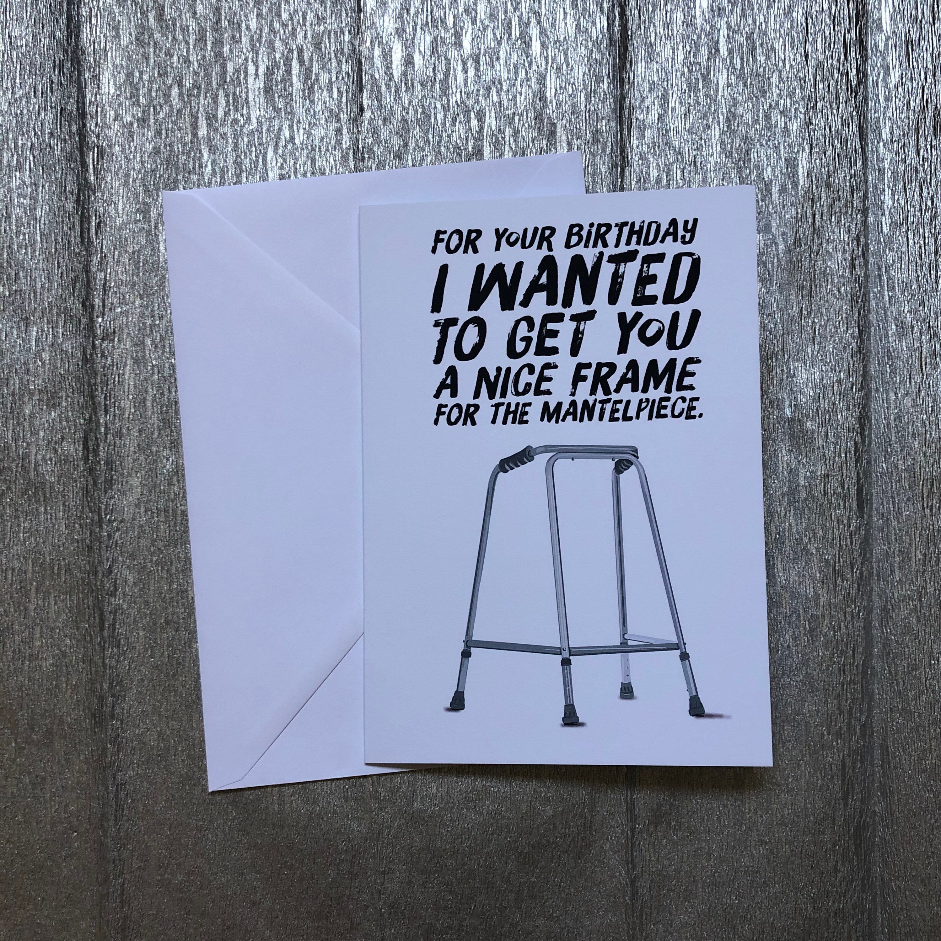 funny, rude, card, zimmer frame, for her, for him,