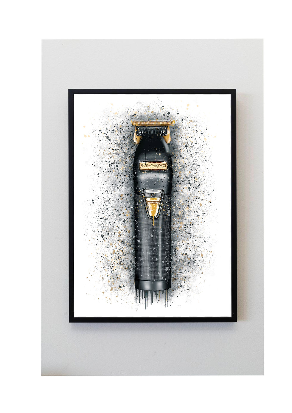 Bablylis, pro, black, gold, clipper, trimmer, barber, hair, decor, art, gift, wall, artwork, painting, poster, babyliss pro,