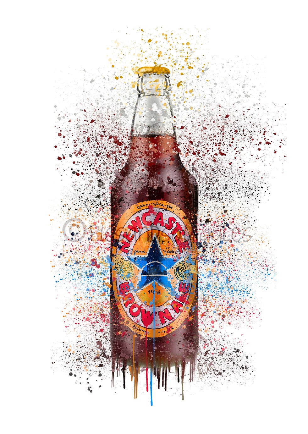 Thumbnail: Newcastle Brown Ale Splatter Print in brown or grey