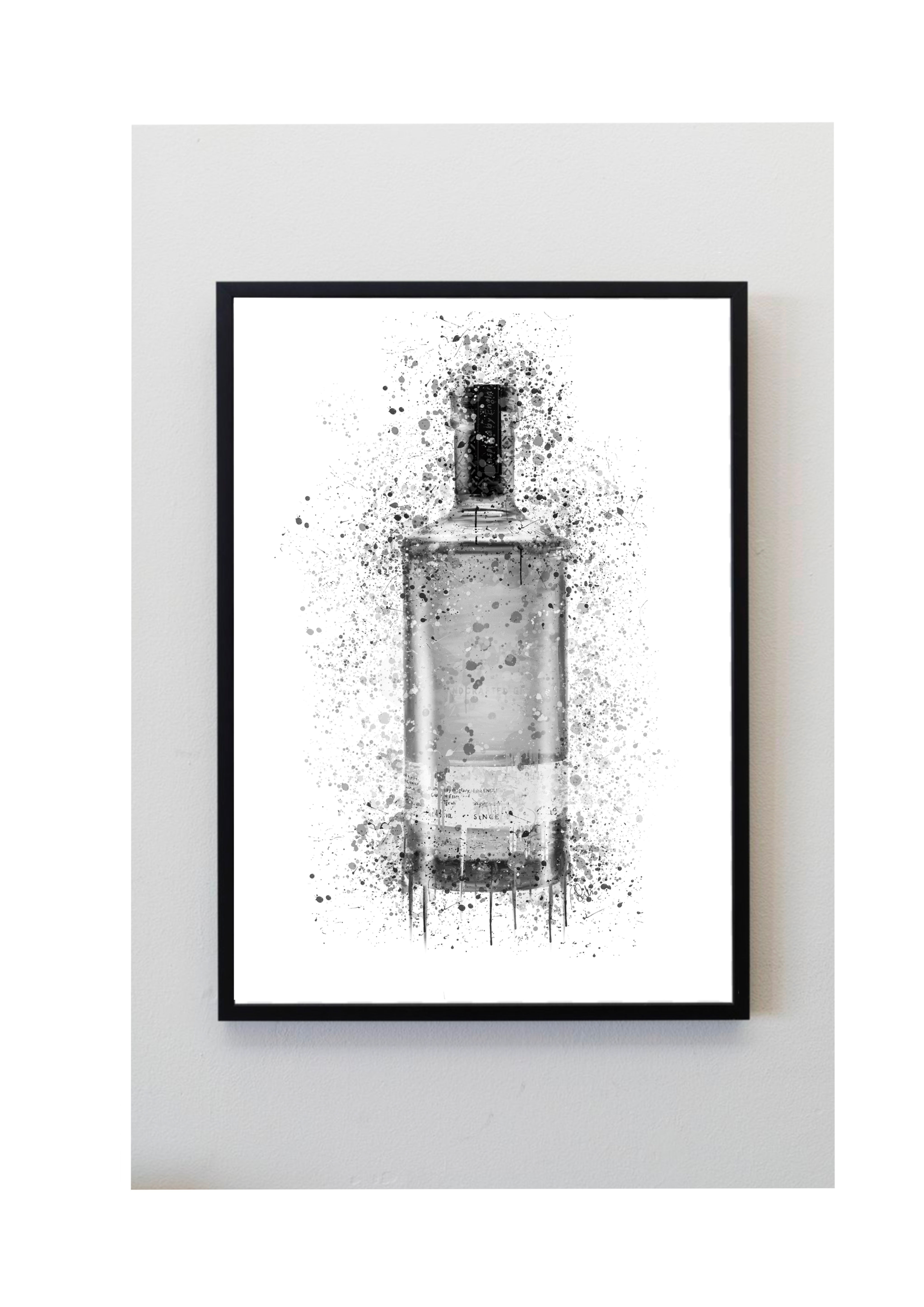 Unframed Whitley Neill Gin Bottle Splatter Print Grey