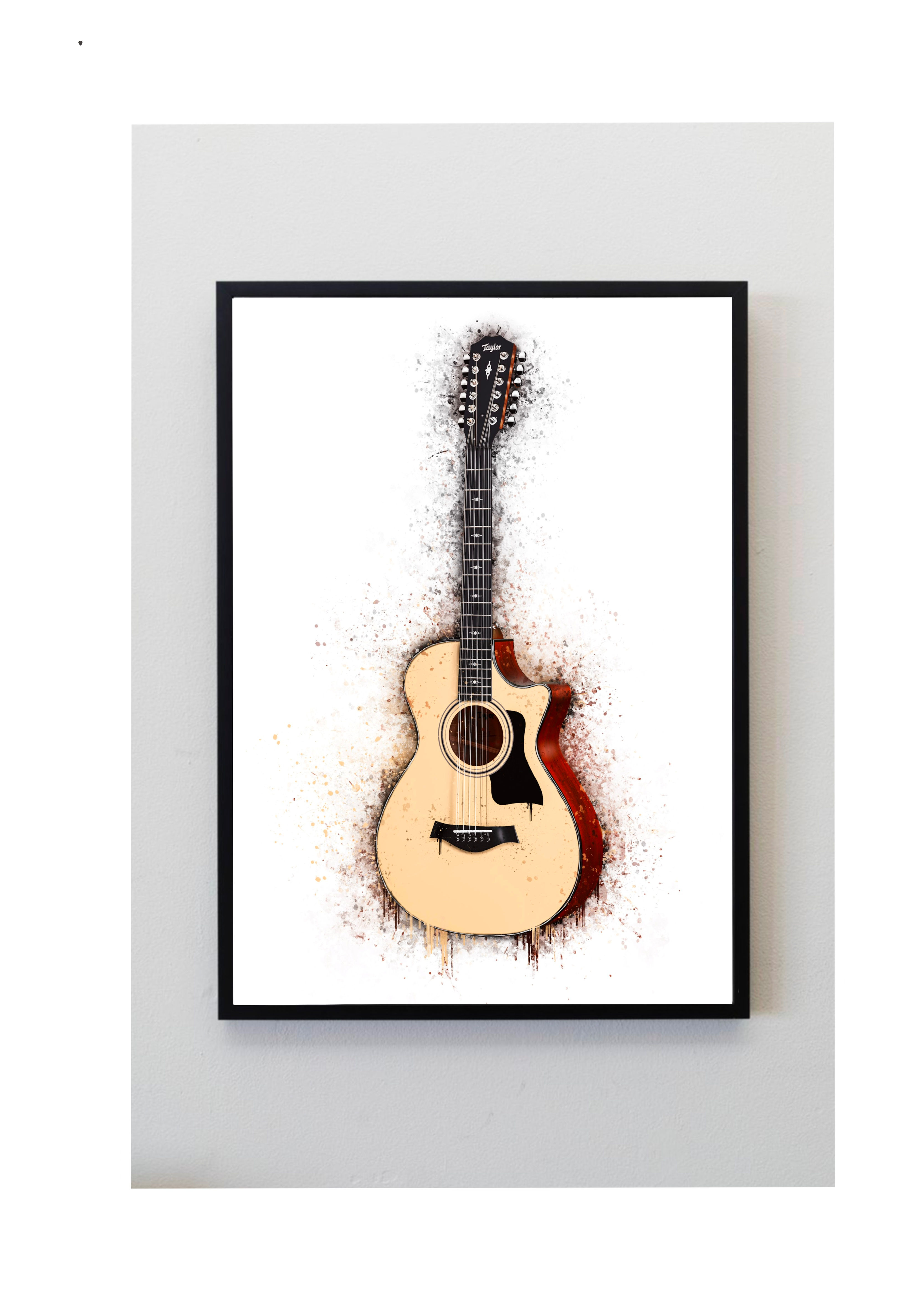 Acoustic guitar splatter print twelve string Taylor wood