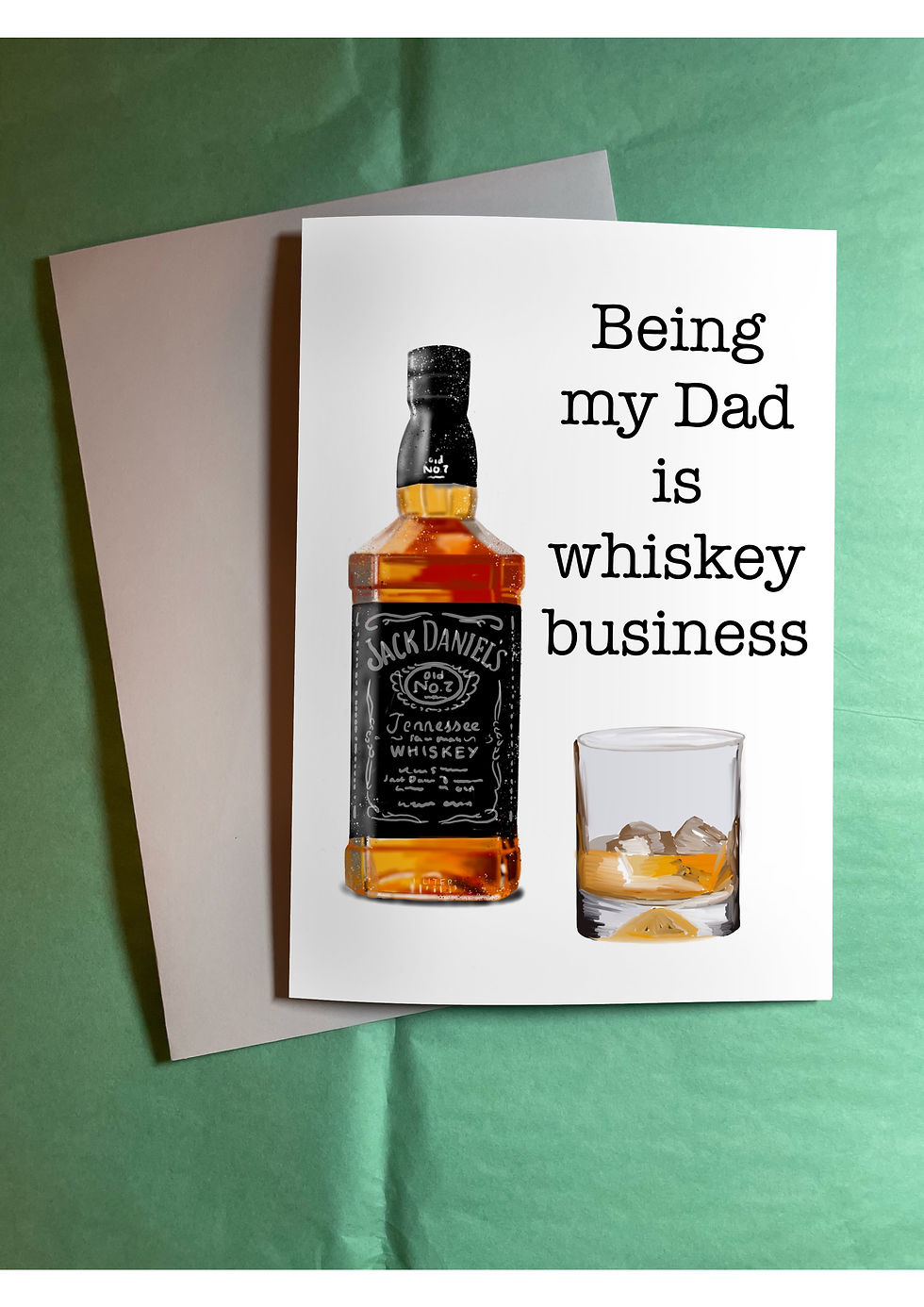 Whiskey, business, fathers, day, Jack, Daniels, card, funny, cheeky, on, the, rocks,