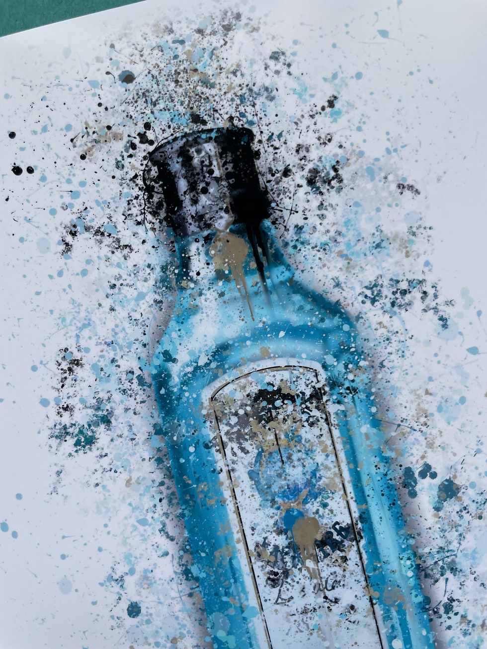 Thumbnail: blue, bombay, sapphire, gin, bottle, wall, decor, art, print, kitchen, mothers day, gift, poster, painting