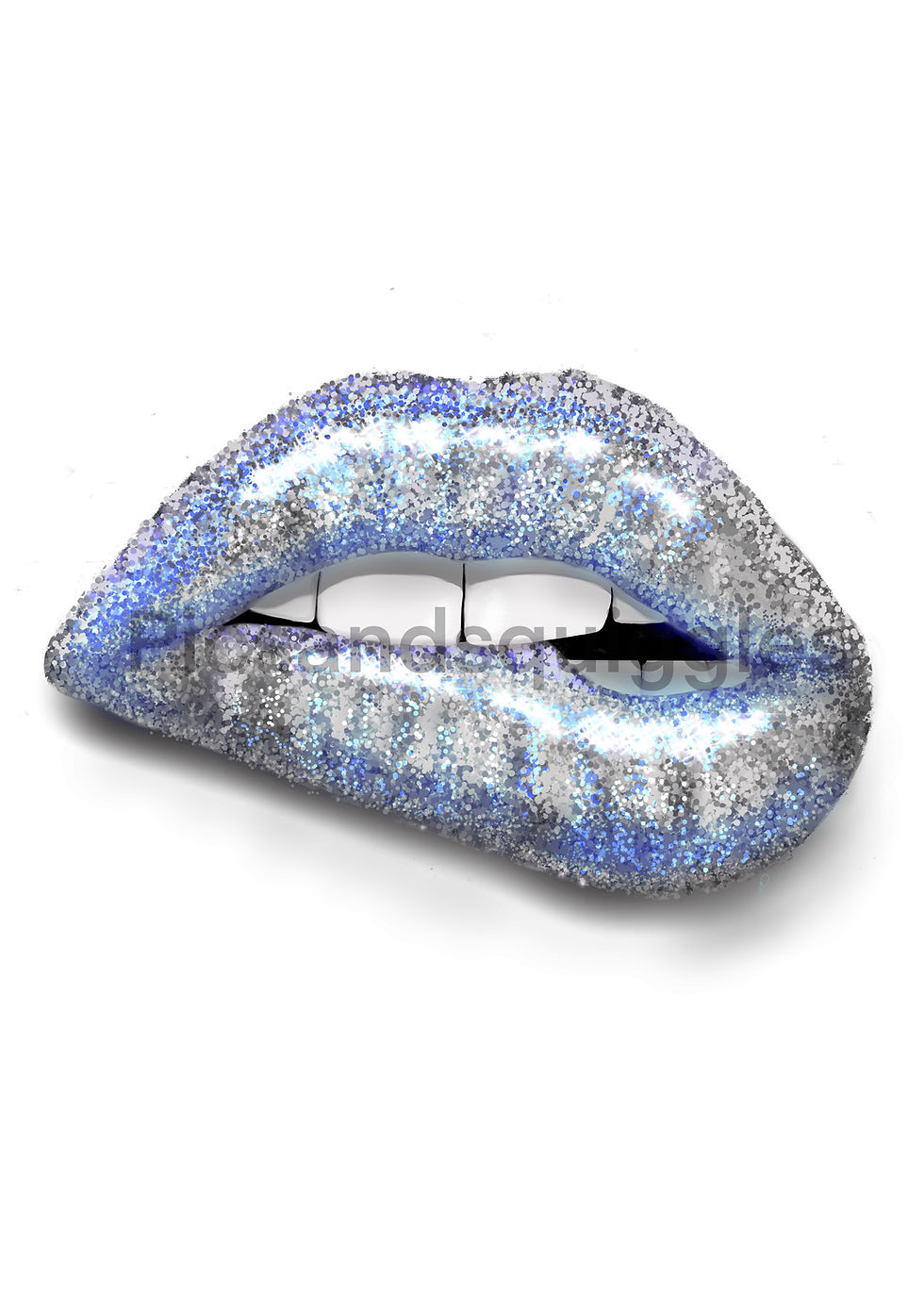 Thumbnail: Blue, glitter, sparkle, shine, spots, dots, speckle, lips, art, print, bedroom, make,up, for, her, gift, wife, bite, teeth