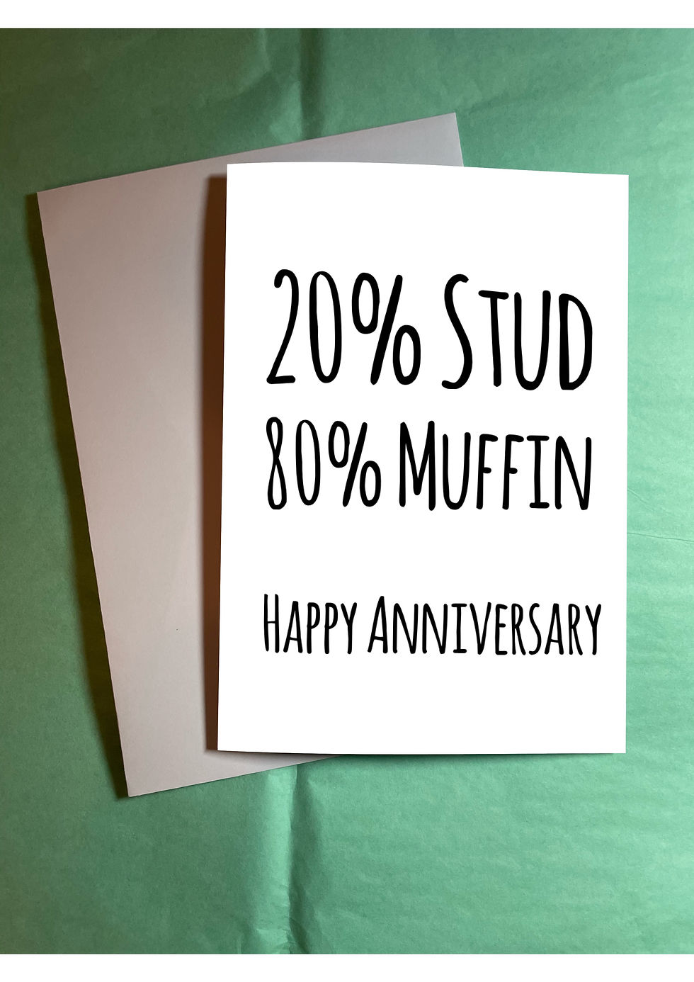 20% stud 20% muffin happy anniversary a5 card husband boyfriend fiancé funny for him