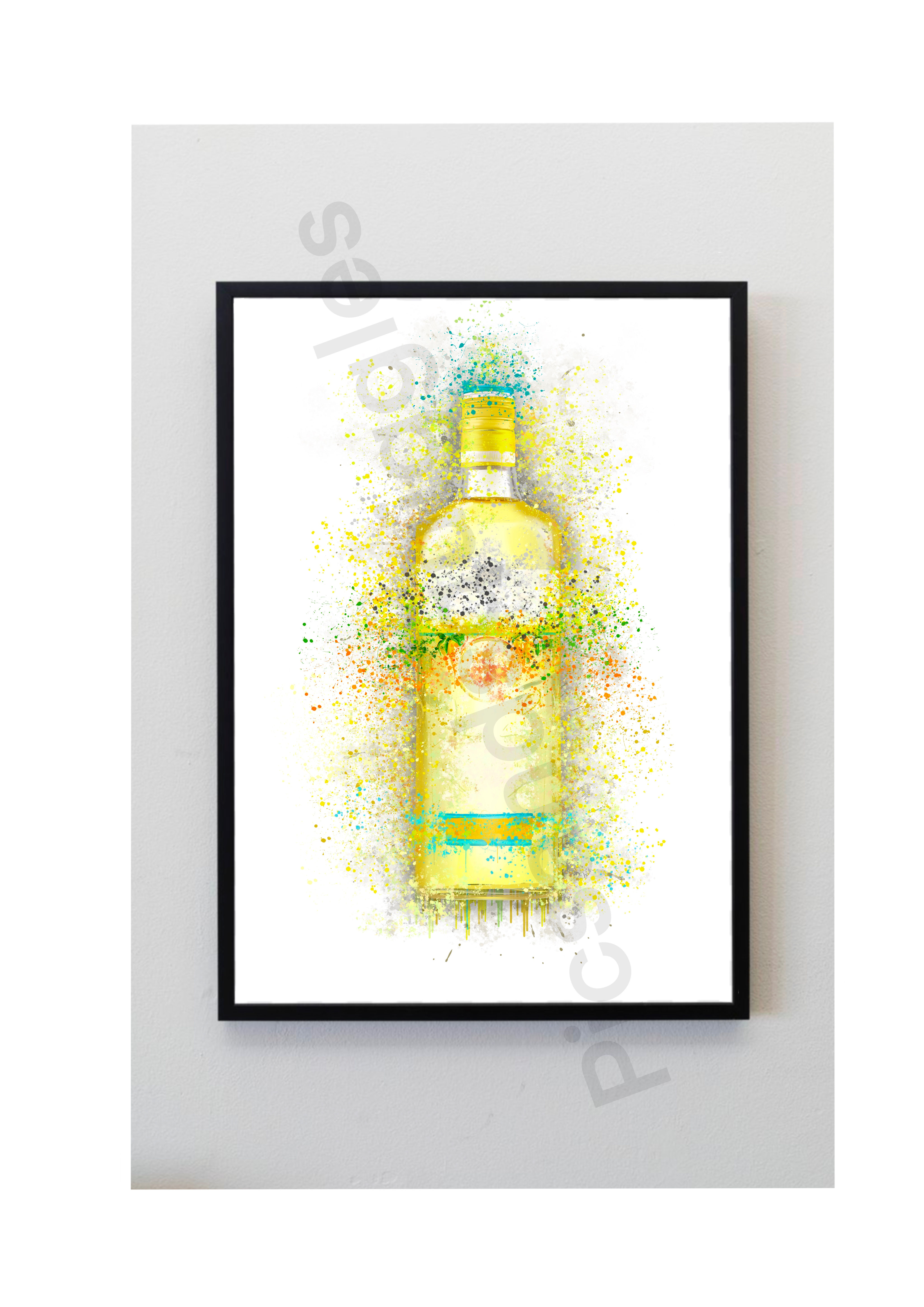 Lemon, gin, Gordon’s, Sicilian, yellow, gift, for, her, mothers, day, kitchen, art, gin, print, poster, wall, dining