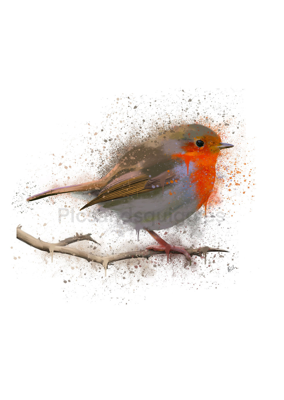 Thumbnail: Unframed Robin Splatter Print